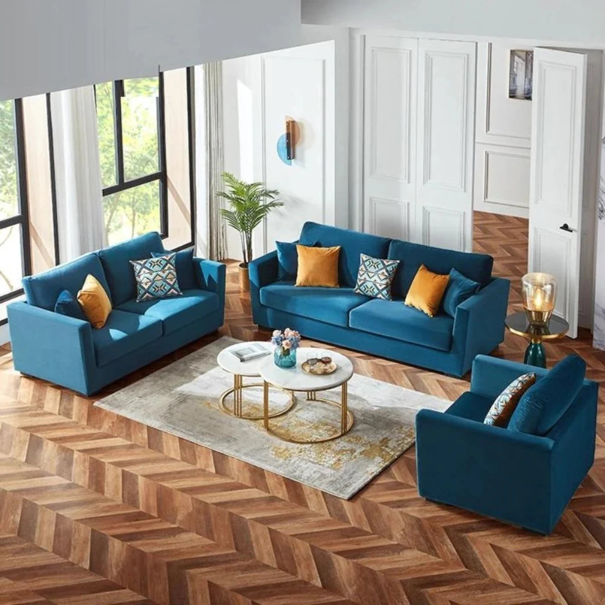 Luxuria Velveteen Comfort Sofa For  Living Room